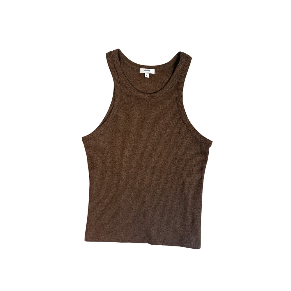 Agolde Ribbed Bailey Tank Top Minimalist Heather Brown Jersey XL